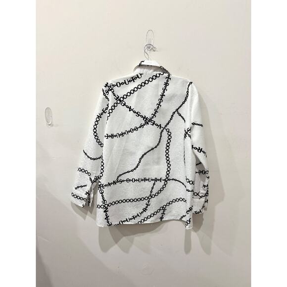 Versace Jeans Couture Chain-Link Print Button-Up Shirt White Women's Size US 6 - Picture 3 of 6